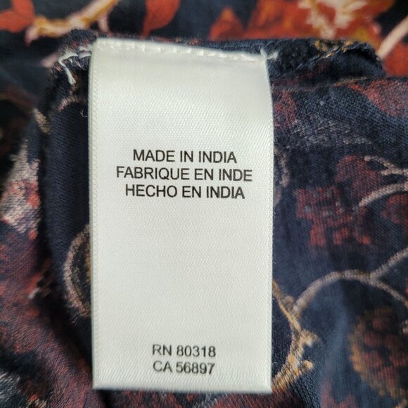 Lucky Brand Women's Shirt Floral Print Gathered Front Blouse Top Size Medium - Picture 5 of 6